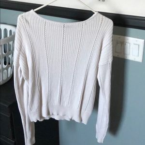 White cable knit sweater